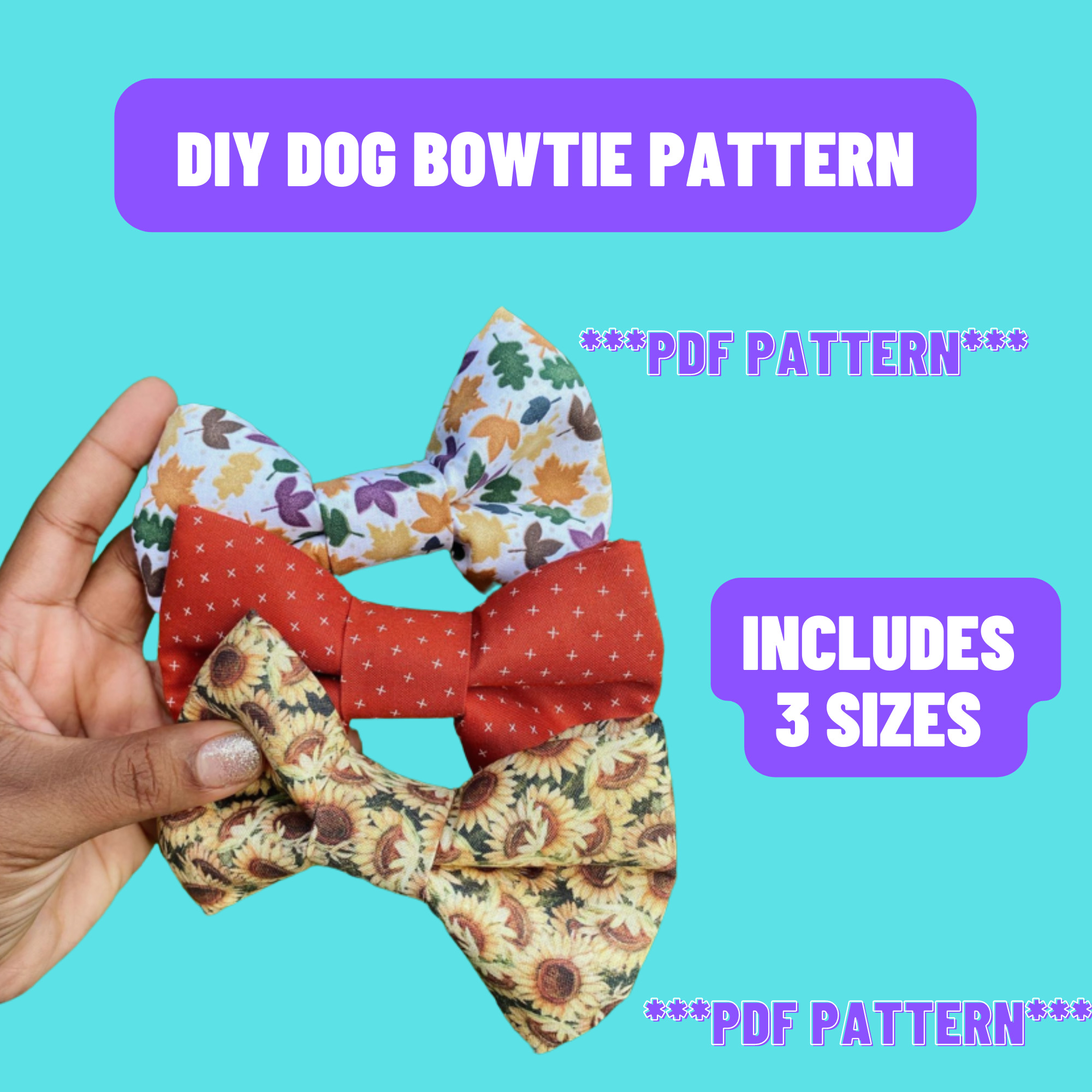 Dog Bowtie Pattern With Elastic Printable PDF Pattern DIY Dog Bow Tie Pattern