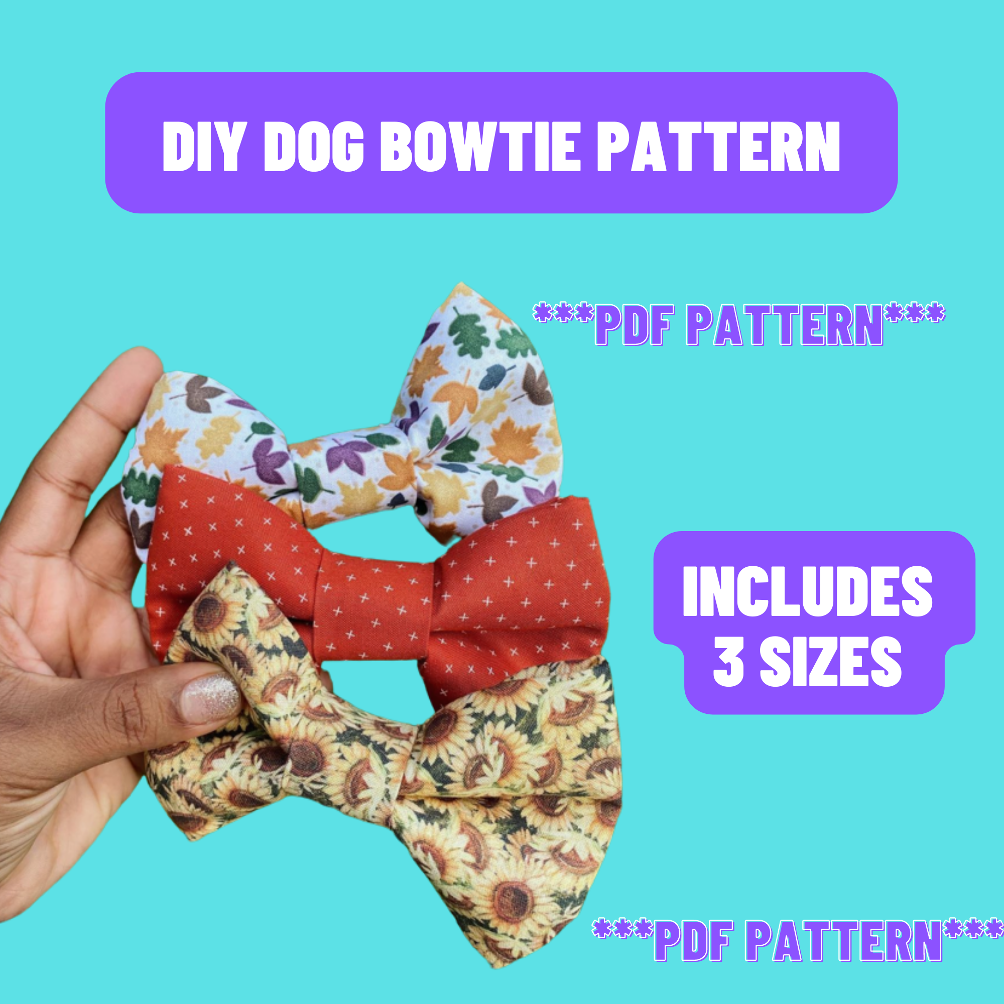 Dog Bowtie Pattern With Elastic Printable PDF Pattern DIY Dog Bow Tie